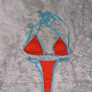 Vibrant Orange and Blue Bikini Set